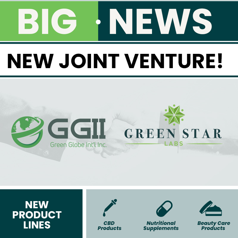 Green Globe International, Inc. and Curated Nutra LLC Announce Joint Venture to Develop and Manufacture CBD, Nutritional Supplements, and Beauty Care Consumer Goods