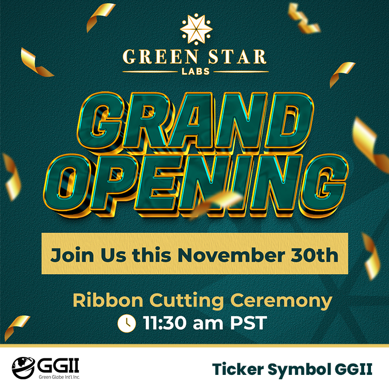Green Star Labs Extends an Invitation to Its Grand Opening in San Diego, California, on November 30